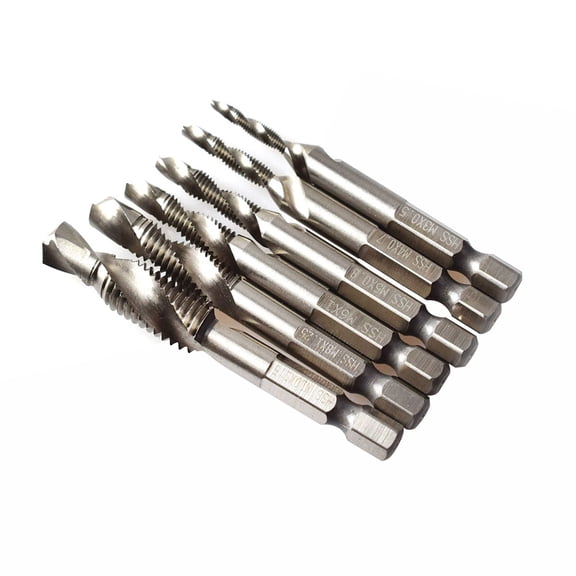 WRITWAA 6Pcs Tap Drill Set Black Rustproof Solid Durable for Metal Aluminum Iron Processing