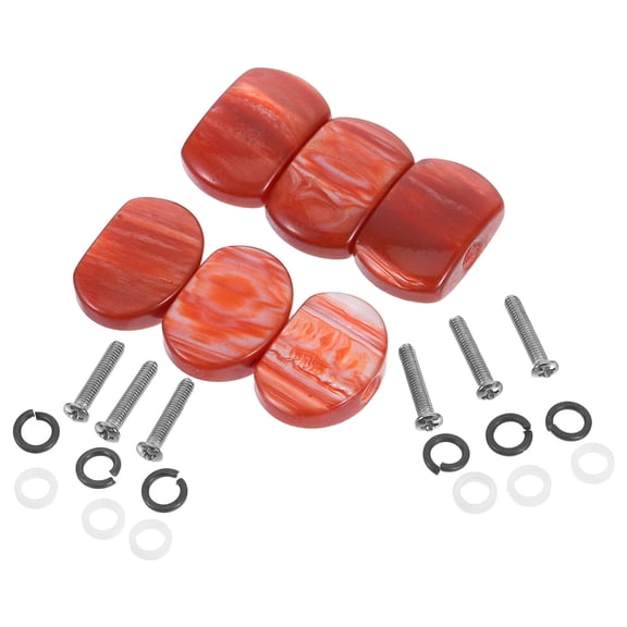 WRITWAA 6Pcs Oval Resin Guitar Tuning Peg Buttons High Precision Knobs for Acoustic and Electric Guitars Brown