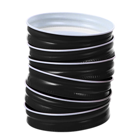 WRITWAA 6-Pack Black Airtight Tinplate Jar Lids for Glass Containers, Food Storage Covers for Freshness and Preservation