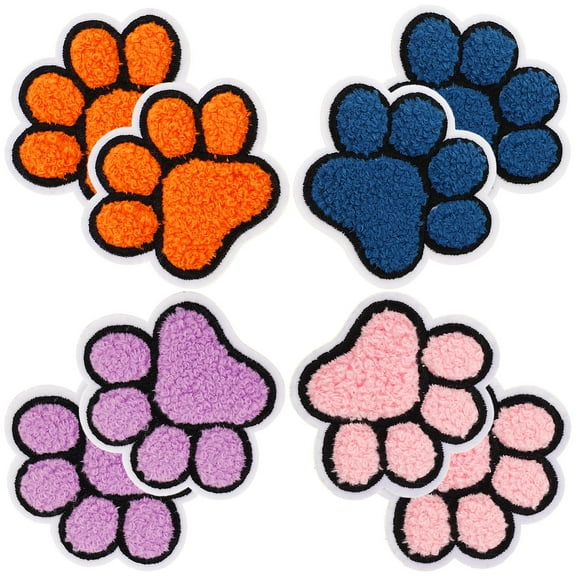 WRITWAA Decorative Paw Patches Assorted Color Chenille for DIY Use 8Pcs