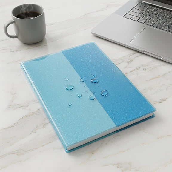 WRITWAA 8Pcs Glitter Waterproof Book Cover Assorted Color Dustproof Jelly Sleeve for Planner and Journal