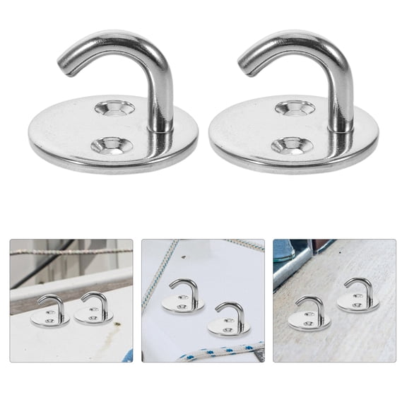 WRITWAA 8Pcs Marine Grade Stainless Steel Pad Eye Hooks Flat Base Boat Hardware for Secure Rigging