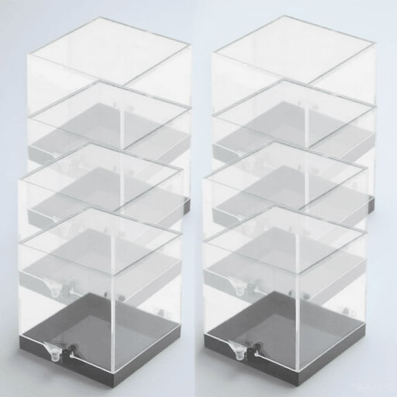 WRITWAA 8-Piece Rock Collection Display Case with Clear Plastic Compartments for Hobbyists and Collectors