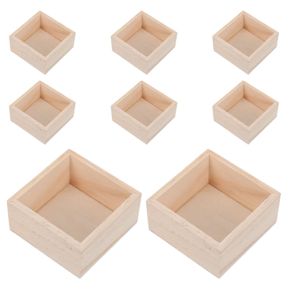 WRITWAA 8Pcs Wooden Crates for Storage Light Yellow Wood Organizer for Sundries and Crafts