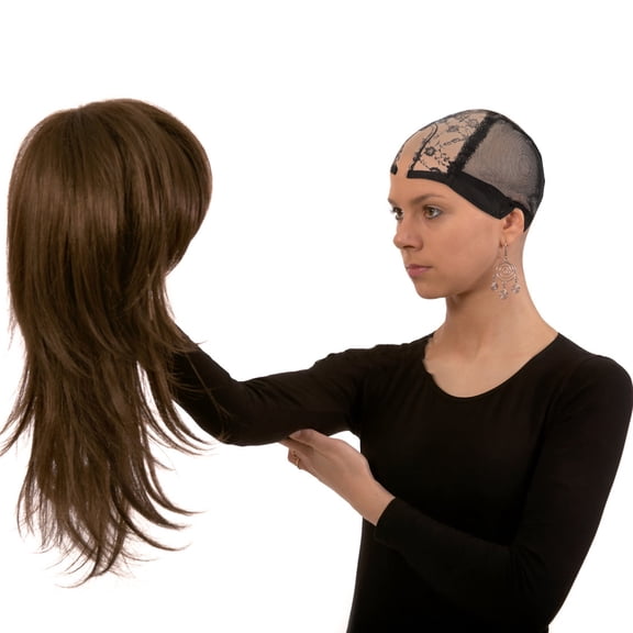 WRITWAA Adjustable Black Wig Cap, Breathable Weaving Net, Lightweight Mesh Cap for Wigs, Secure Fit