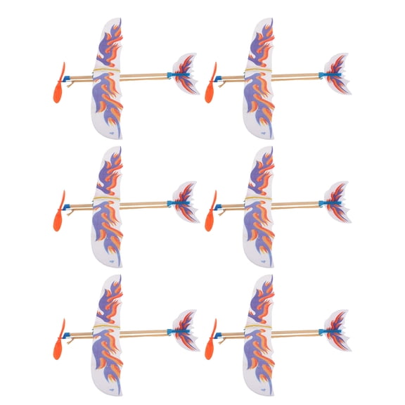 WRITWAA 6Pcs Handmade Rubber Band Powered Small Glider Plane Models Multicolor