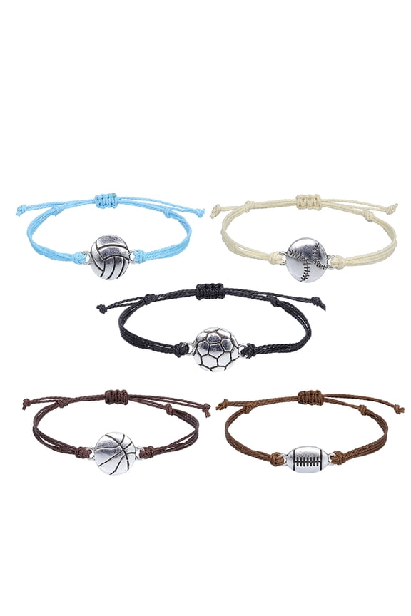 5Pcs Adjustable Sports Ball Bracelets with Chic Design for Sports Events Birthday Parties and Team Spirit