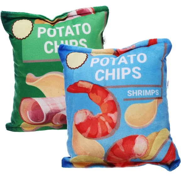 WRITWAA 2-Pack Plush Potato Chip Bag Dog Chew Toys for Pets, Assorted Colors, and Soft for Playtime and Chewing Fun