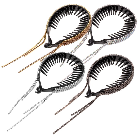 WRITWAA Assorted Color Rhinestone Hair Bun Holder for Women's Perfect for Events Comfortable and Durable 4 Pcs
