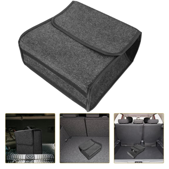 WRITWAA Auto Trunk Organizer Box Folding Felt Car Trunk Storage Bin Portable Dark Grey