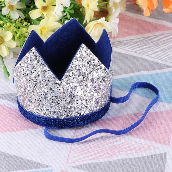 WRITWAA Princess Headband Crown Hair Band Cloth Royal Blue and Silver 1Set for Girls