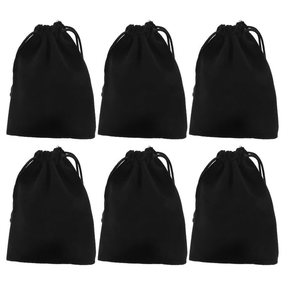 WRITWAA 20Pcs Black Drawstring Pouches Made from Soft Flannel Fabric for Secure Storage and Travel Use