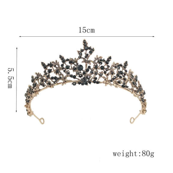 WRITWAA Baroque Style Wedding Hair Accessories Black Crown 1Pack