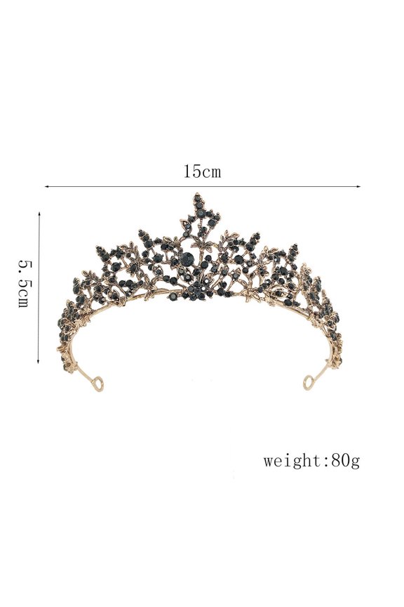 Baroque Style Wedding Hair Accessories Black Crown 1Pack