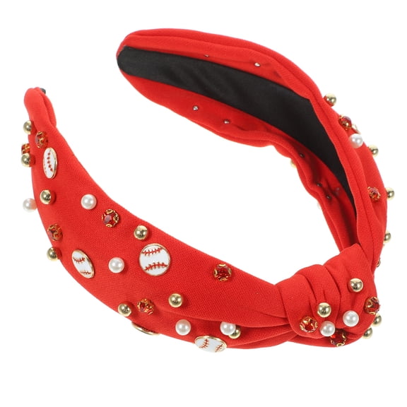 WRITWAA Baseball Hair Band Fashion Wide Hairbands for Women Casual Red 1Pcs