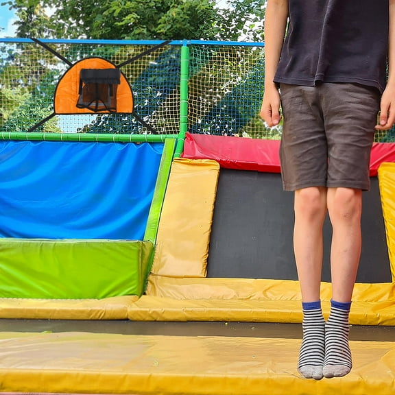 WRITWAA Indoor Orange Trampoline Basketball Hoop Attachment Easy Setup Fun Basketball Frame