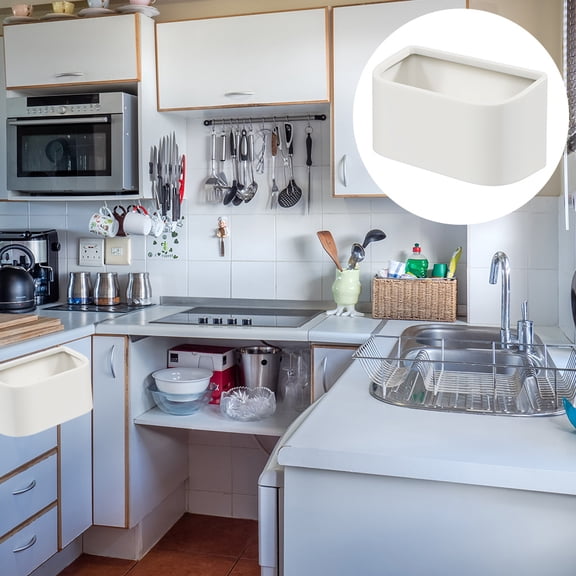 WRITWAA Wall Mount Hanging Trash Can White for Kitchen and Cabinet Door Use