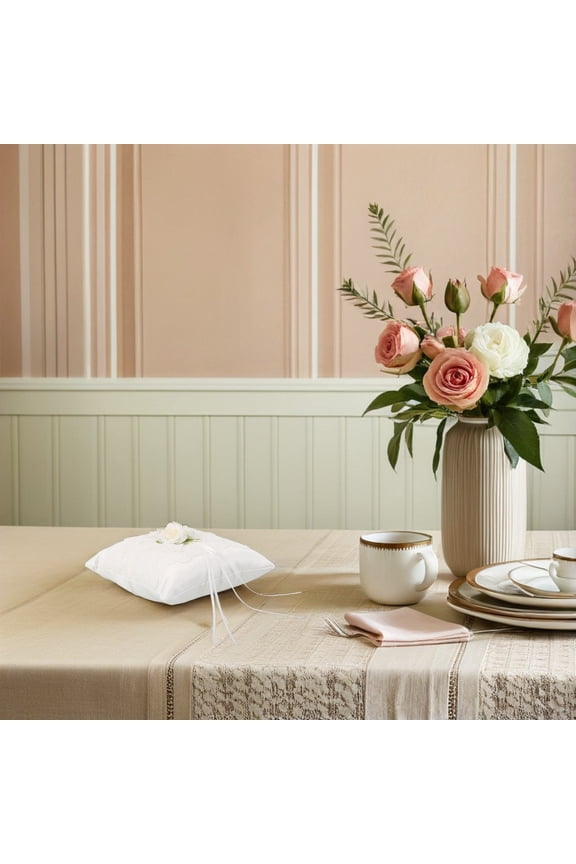 Beach Wedding Ring Pillow Elegant Ring Holder for Bride Engagement Decoration 1Pack