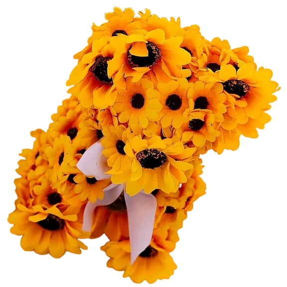 WRITWAA Bear Statue Decor with Artificial Sunflowers Figurine for Tabletop Home Office Shelf Decoration