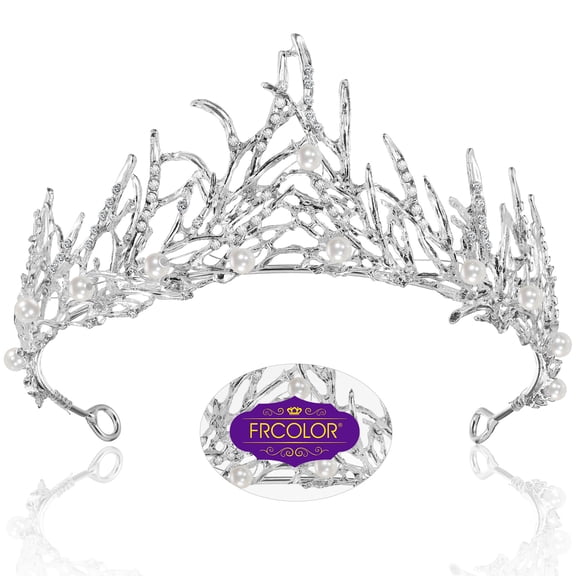 WRITWAA White Bridal Crown with Rhinestones for Party and Wedding Elegance