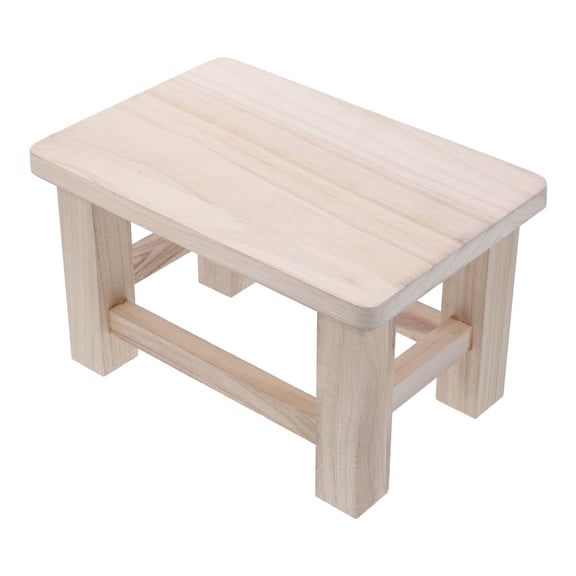 WRITWAA Beige Small Wooden Stool Low Stool for Changing Shoes Or Plant Stand