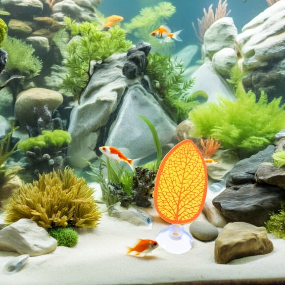 WRITWAA Yellow Betta Fish Hammock Leaf Pads Artificial Plant Decor with Cup