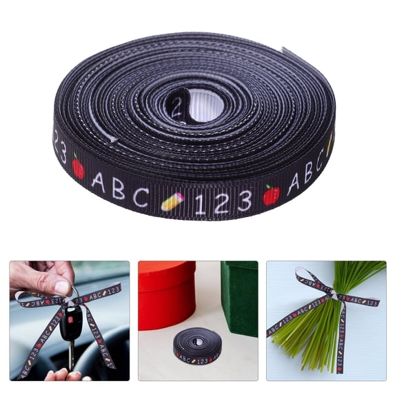 WRITWAA Black Polyester Graduation Ribbon Roll with Wired Edges for School Events, Teacher Supplies, Wrapping, Party Decorations