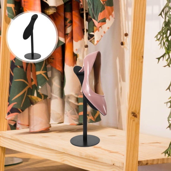 WRITWAA Black Metal Shoe Display Rack Adjustable Height Stand for Home Shop Store High Heel Shoes