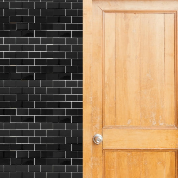 WRITWAA Black Peel and Stick Wall Tiles, Self Adhesive Decorative Backsplash for Kitchen and Bathroom, 1 Sheet