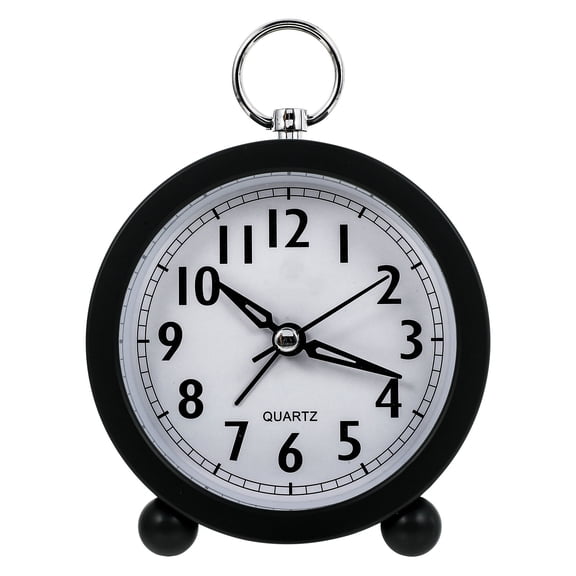 WRITWAA Black Round Table Clock Creative Desktop Alarm Clock for Home Use Plastic Material