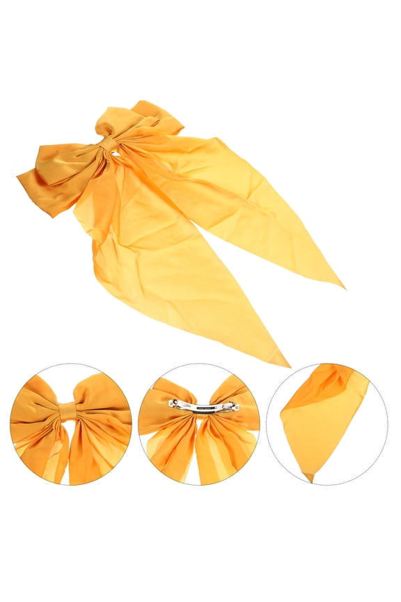 Bows For Women Hair Clip Yellow Silk For Weddings 1Pack