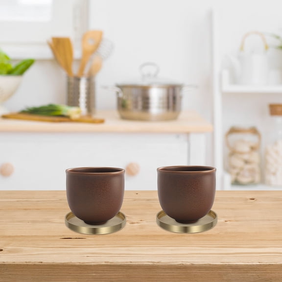 WRITWAA Decorative Golden Brass Coasters, Heat Insulation Pads for Home Use 3Pcs