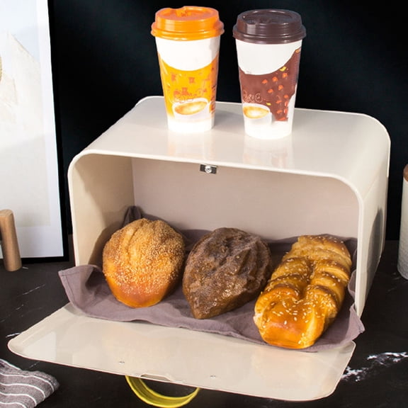 WRITWAA Stylish Beige Bread Box, Airtight, Galvanized Iron, for Home and Kitchen