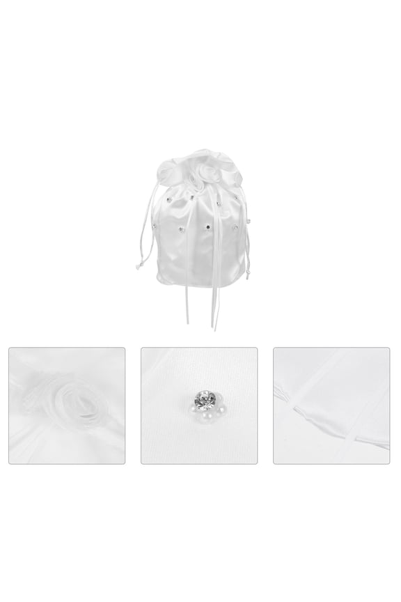 Bride Tote Bag for Wedding Day White Satin 1Pack Durable Handbag