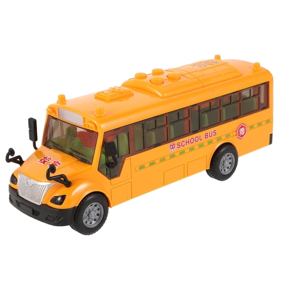 WRITWAA Realistic Orange Inertia School Bus Toy with Opening Door and , Safe ABS Material, 6.5 Inches