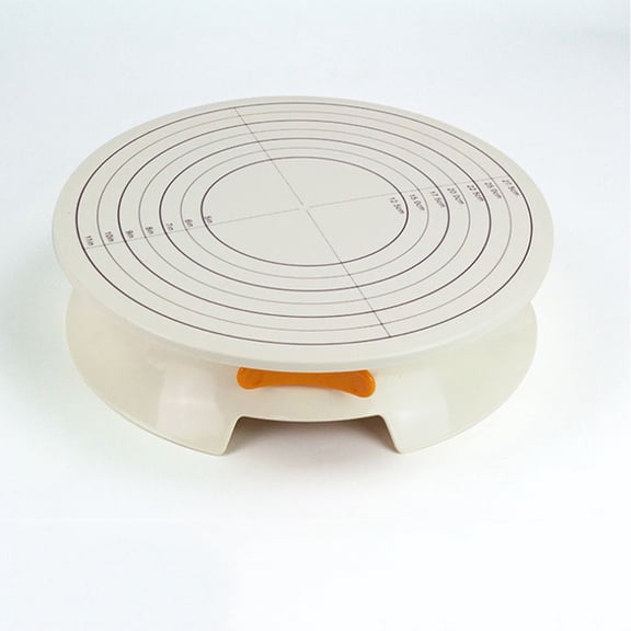 WRITWAA Yellow Plastic Rotating Cake Stand with Textured Non- Platform for Easy Decorating - 1 Piece