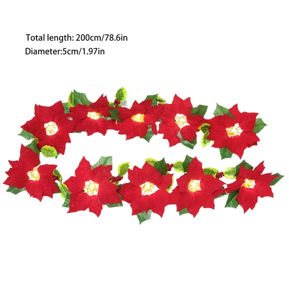 WRITWAA Red Flower String Lights Decorative PVC Canteen Lamp for Party Outdoor Use 1PC