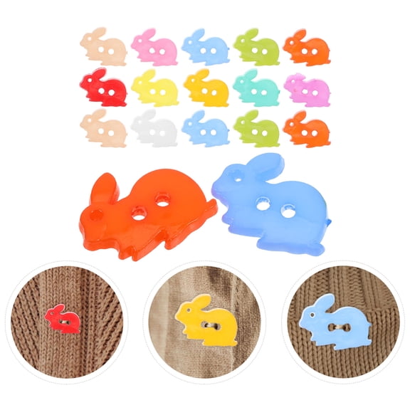 WRITWAA Cartoon Rabbit Sewing Buttons 100Pcs Assorted Color Plastic For Scrapbooking And Painting