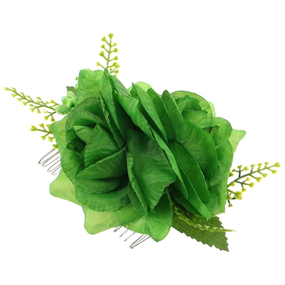 WRITWAA Green Fabric Flower Hair Comb, Celebration Hair Accessories for Women, 1 Piece