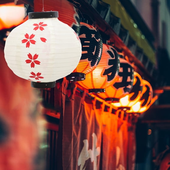 WRITWAA Cherry Flower Lantern Fabric Decorative Round For Homeowners 1Set