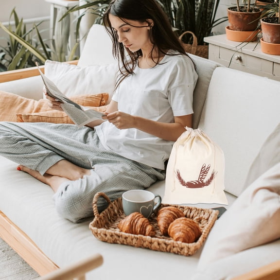 WRITWAA Reusable Beige Bread Bag for Storage Washable Loaf Bag for Kitchen Use