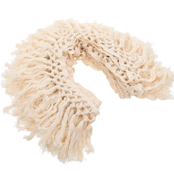OFFIGAM Beige Lace Trim with Decorative Tassel Fringe for Sewing, Clothing, Curtains, Home Decor, and Craft Accents