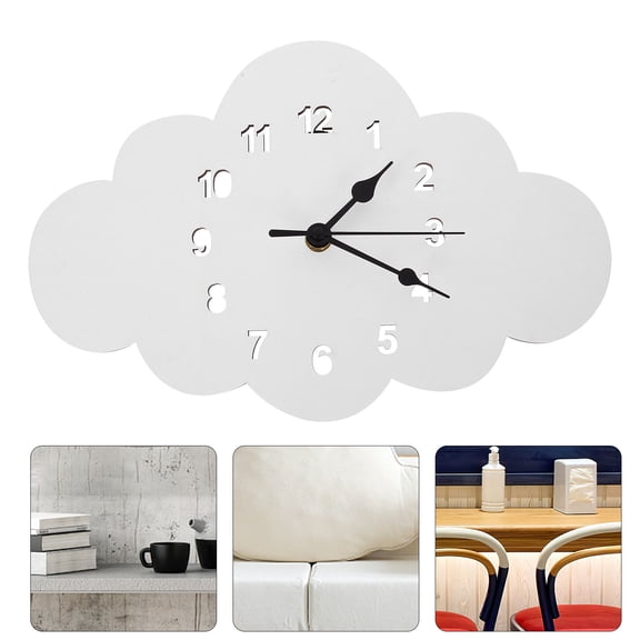 WRITWAA Cloud Shape Silent Wall Clock White for Family Home Decor 1Pack