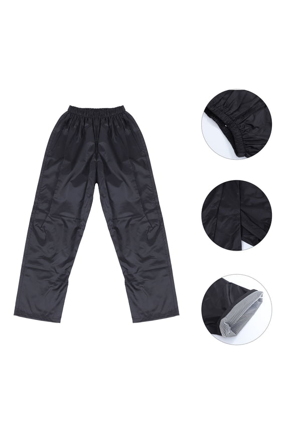 Comfortable Wear-Resistant Rain Pants Black Poly-Ester Nylon for Daily Use