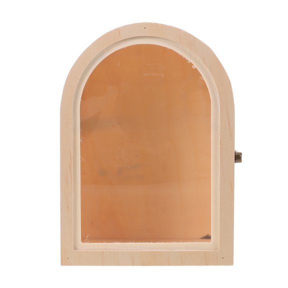 WRITWAA Compact Light Yellow Wooden Storage Case with Clear Acrylic Cover for Action Figure Display