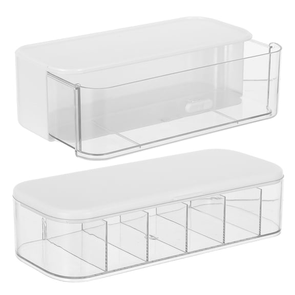 WRITWAA Compact White Desktop Cable Management Box for Organizing Chargers and Cords