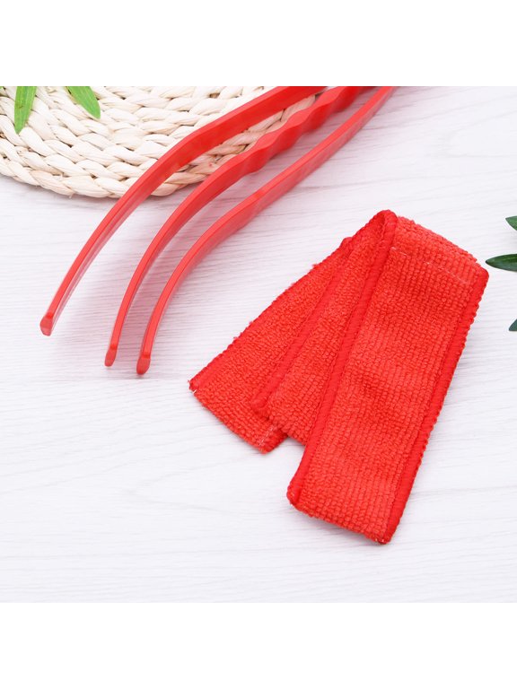 Computer Dust Brush with Ultra Fine Fiber Cloth and Red PP Handle for Blinds Glasses and Auto Car Seams