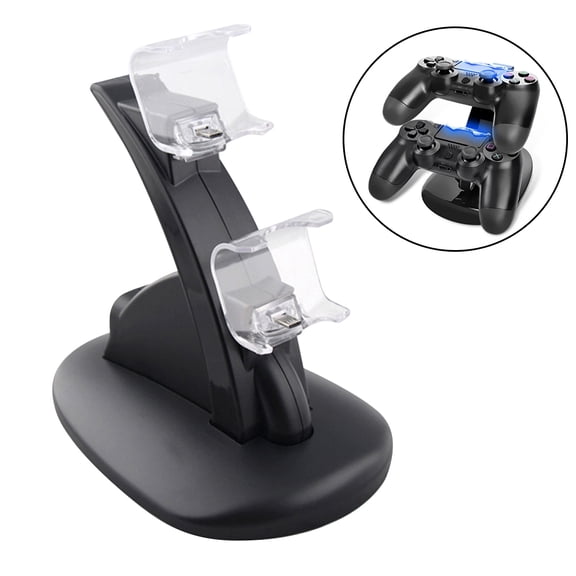 WRITWAA Black Dual USB Controller Charger Station Compatible with Ps4 Pro Slim Controllers