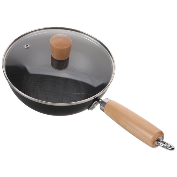 WRITWAA Black Wrought Iron Non-Stick Wok Pan, Cooking Pan for Home Kitchen, Easy to Clean and Use Daily