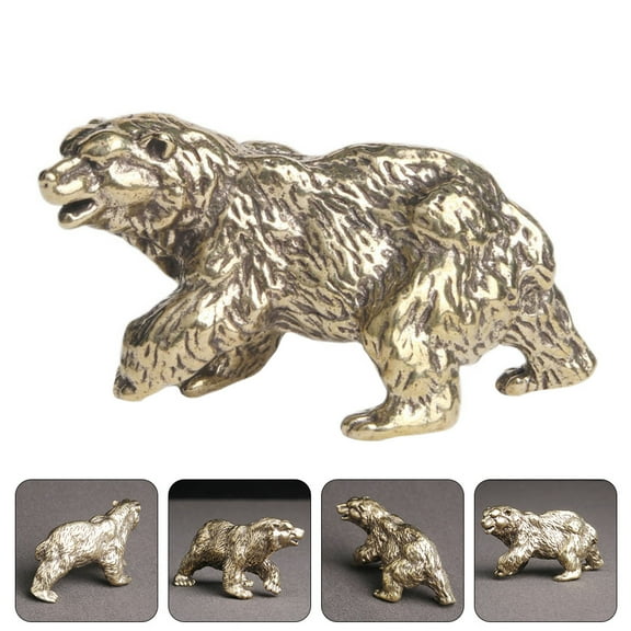 WRITWAA Creative Brass Polar Bear Decoration for Desktop and Office Living Room Decor